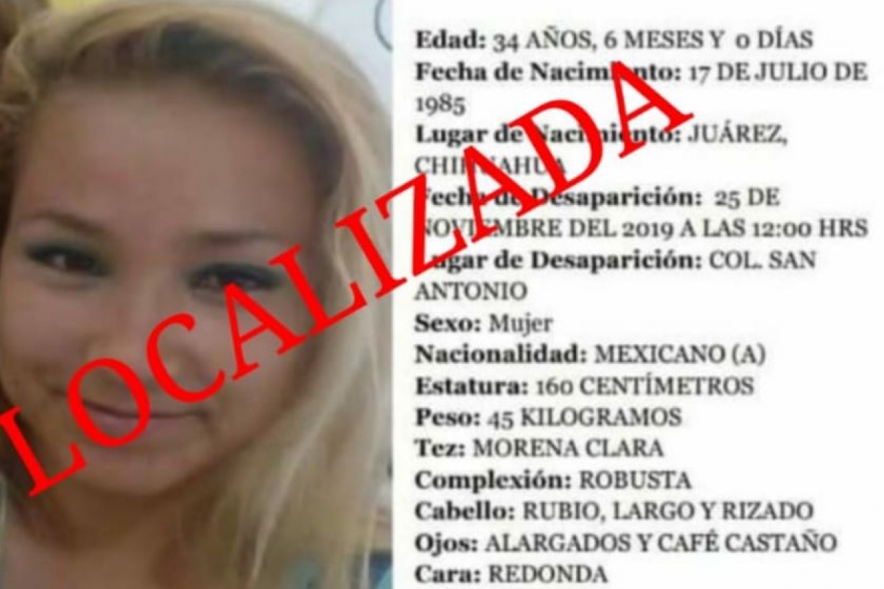 Localizan en El Paso a mujer desaparecida en Juárez