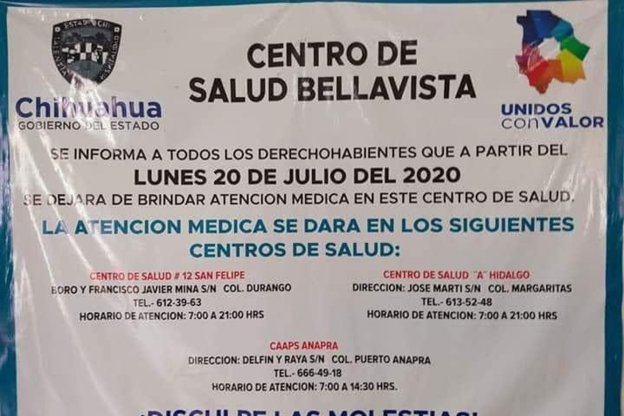 Dejará de funcionar Centro de Salud Bellavista