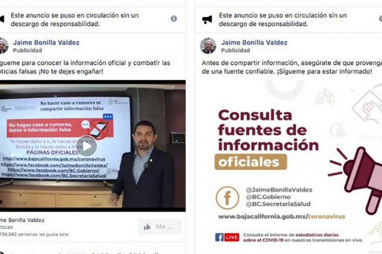Gobernador de BC gasta 700 mil pesos en promoción en Facebook