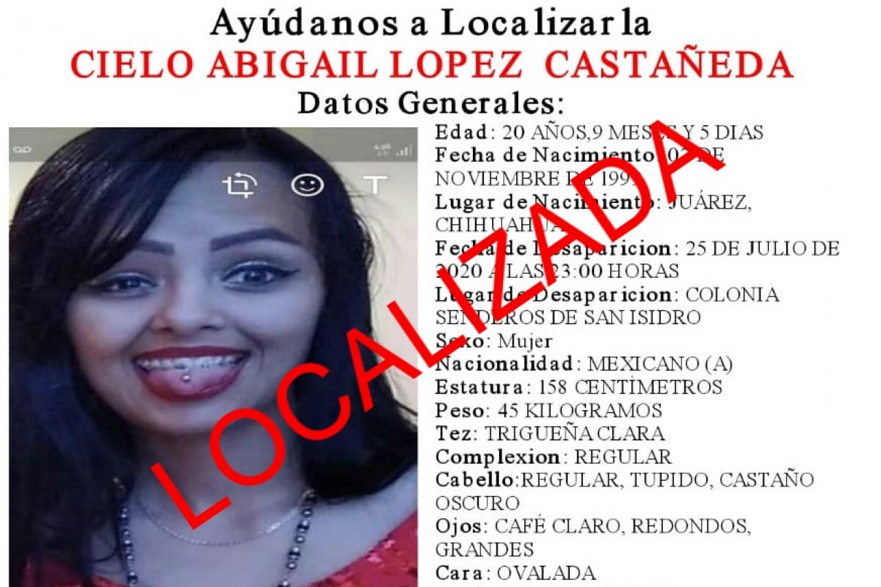 Localizan a joven reportada como desparecida en Senderos de San Isidro