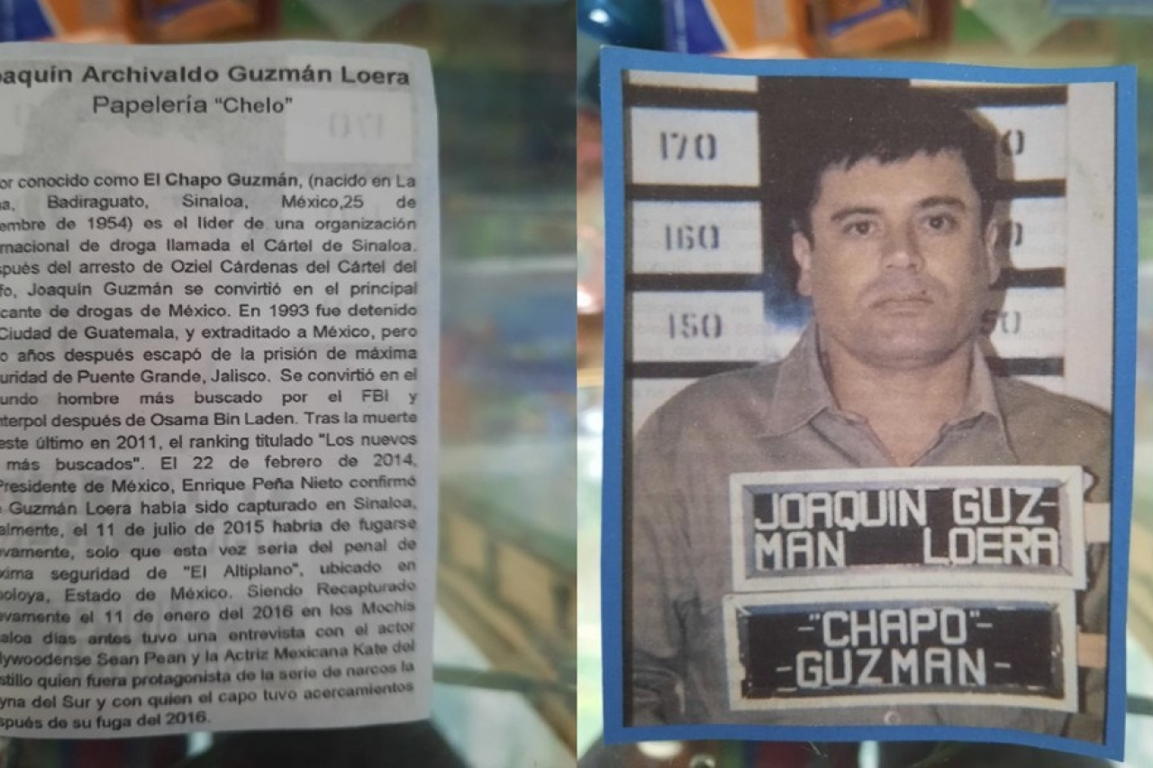 Venden monografía de 'El Chapo' en papalería