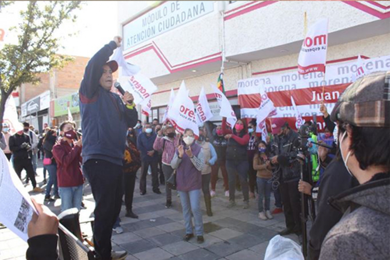 Militantes y simpatizantes de Morena reiteran apoyo a Juan Carlos Loera