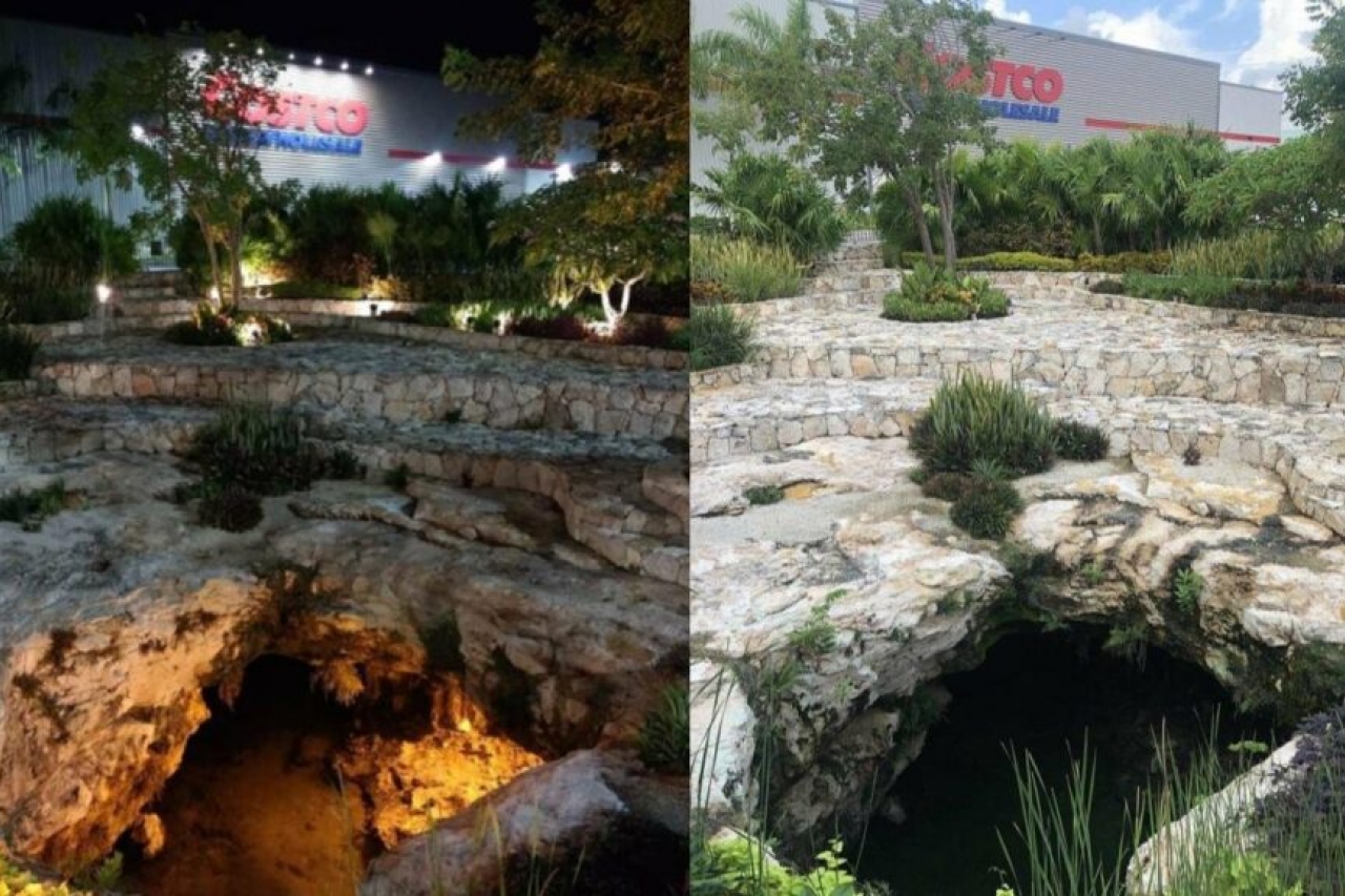 Conoce el Costco de Yucatán con un cenote en su estacionamiento