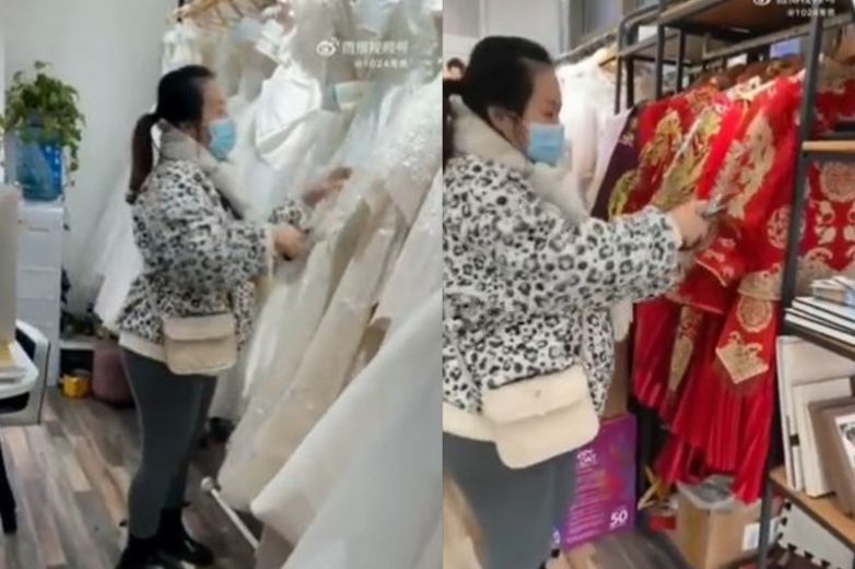 Video: Se queda sin boda y en venganza destruye 32 vestidos