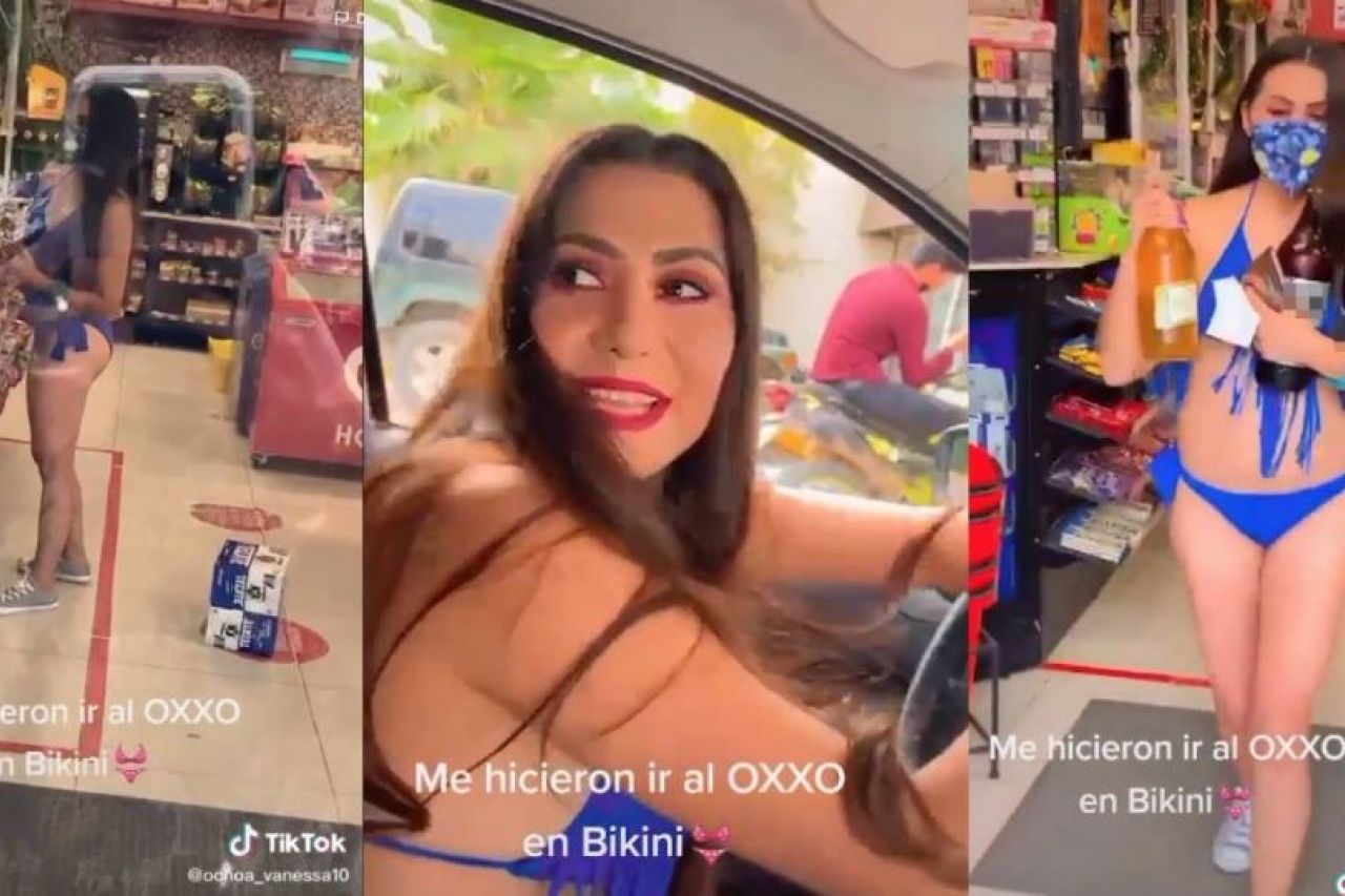 Video: Cumple reto de ir al OXXO en bikini y se viraliza