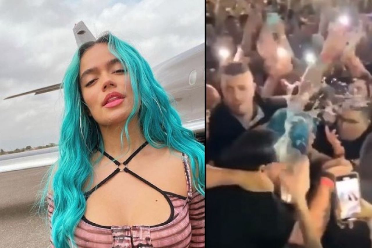 Video: Lanzan cerveza a la cara de Karol G en evento en vivo