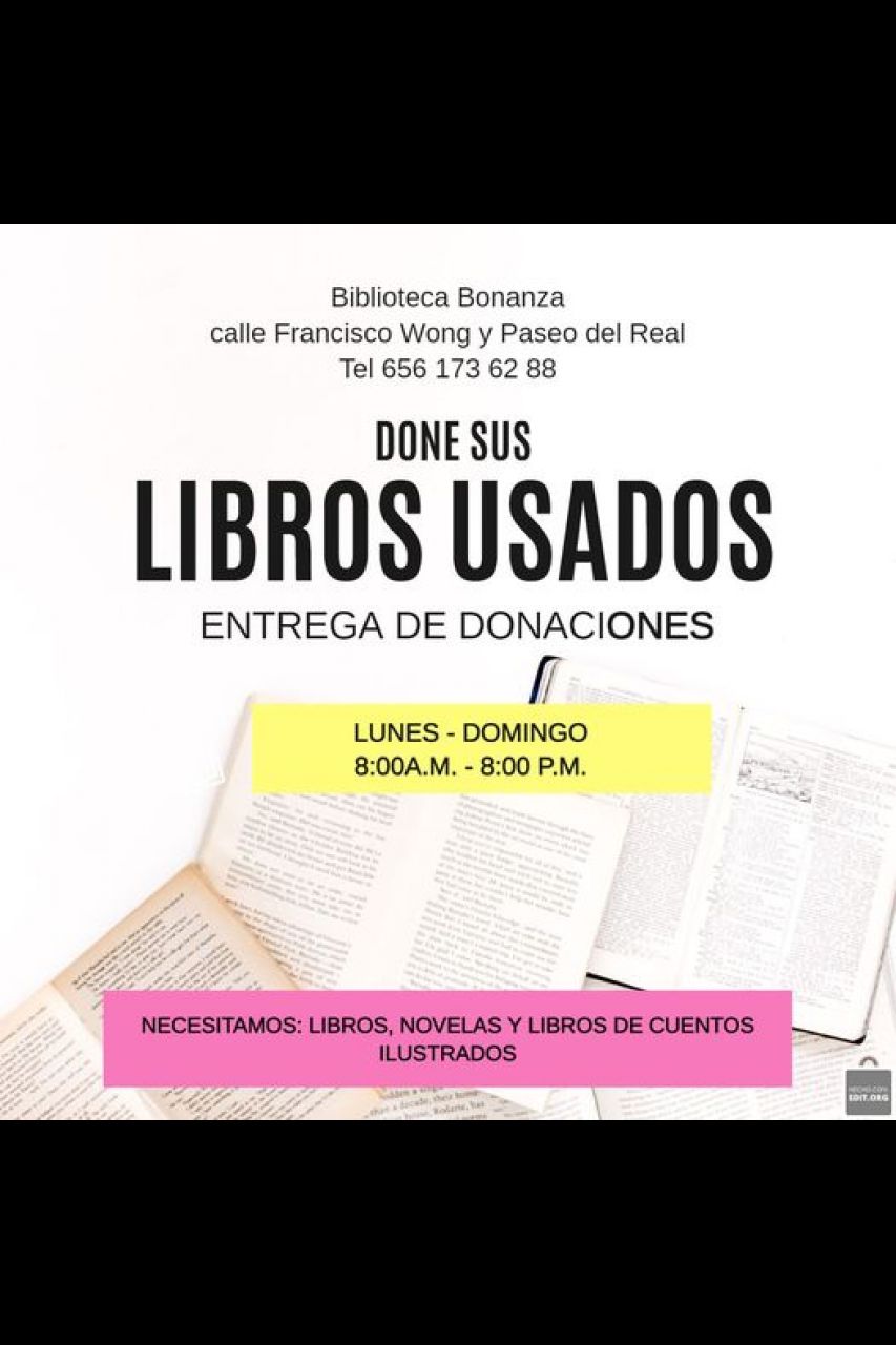 Invitan a donar libros para Biblioteca Bonanza