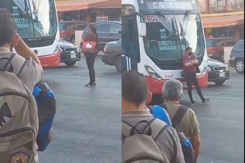 Video: Mujer detiene camión porque no la quiso subir