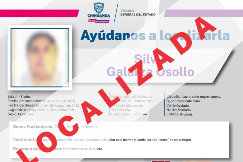 Localizan a mujer reportada como desaparecida en Chihuahua
