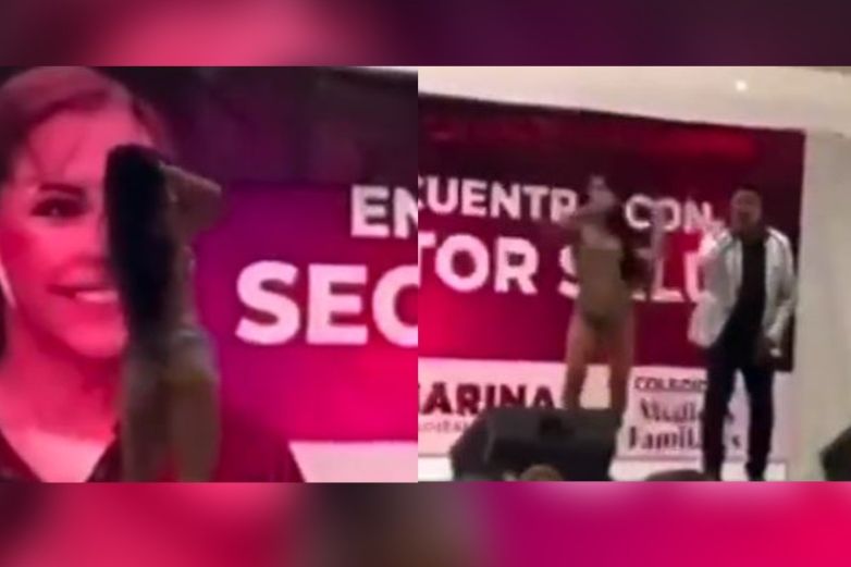 Video: Candidata de Morena ameniza evento con bailarina en bikini