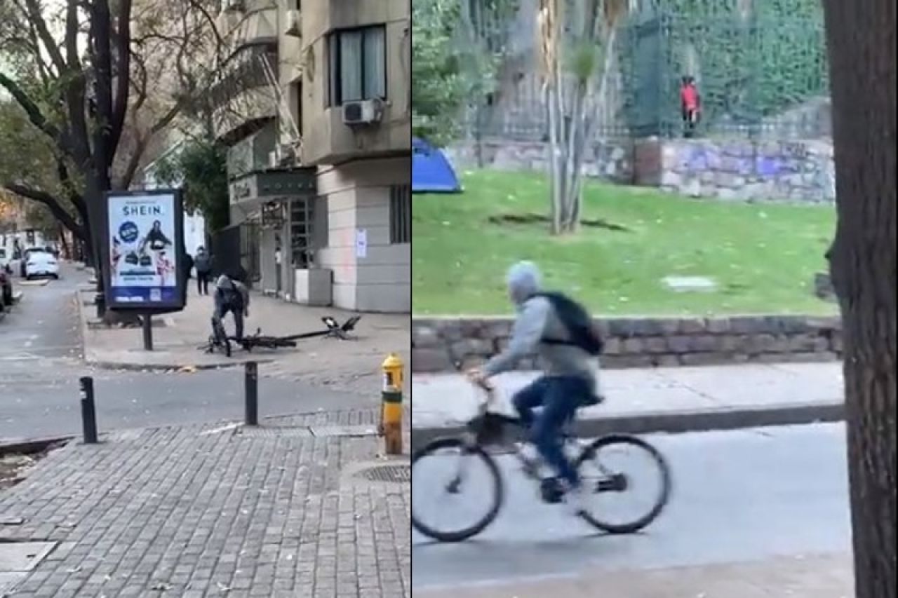 Video: Ladrón arranca poste para llevarse una bicicleta