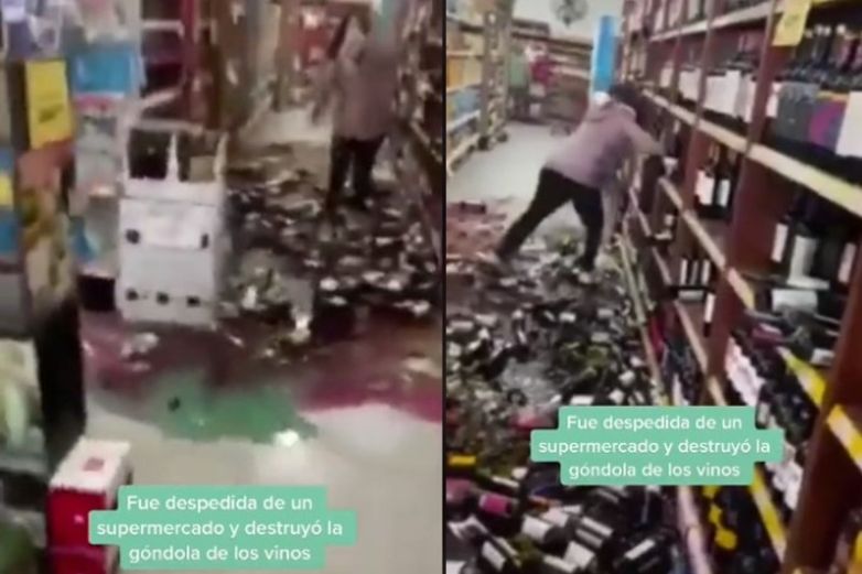 Video: La despiden de supermercado, estalla en ira y causa destrozos 