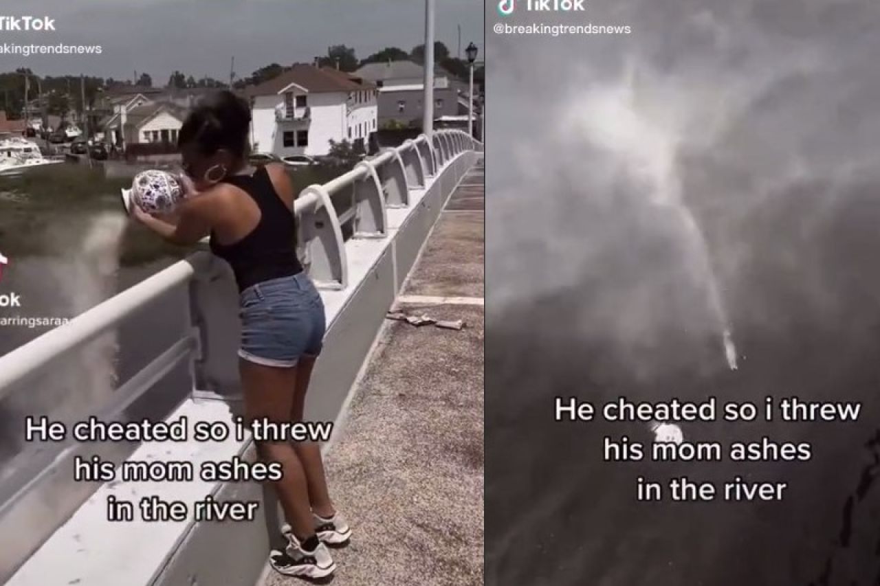 Video: descubre infidelidad y tira las cenizas de su suegra al río