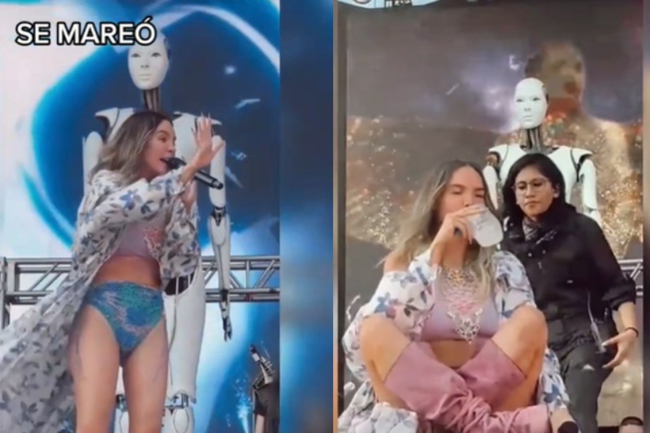 Video: Belinda termina en el piso en pleno concierto; 'me siento mareada'