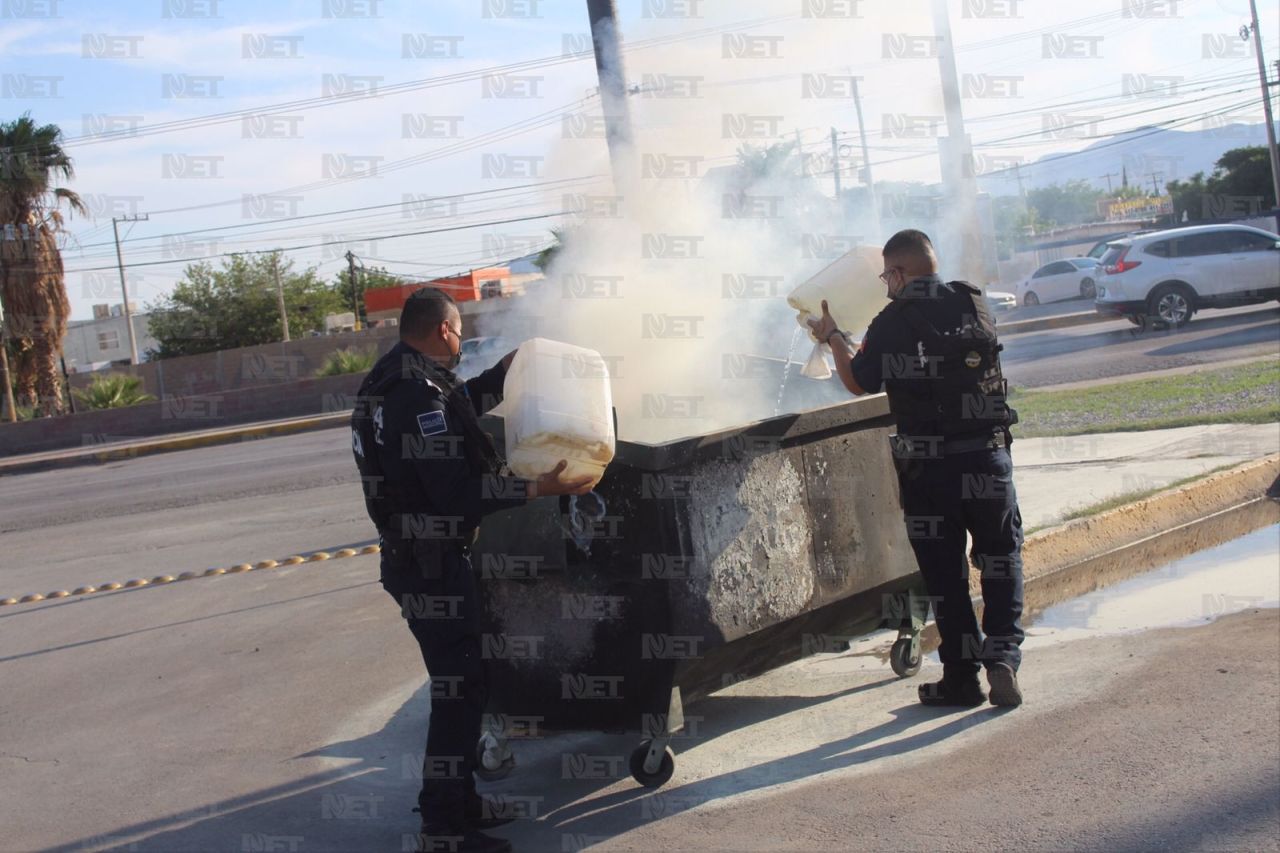 Prenden fuego a contenedor de basura en avenida Ejército Nacional