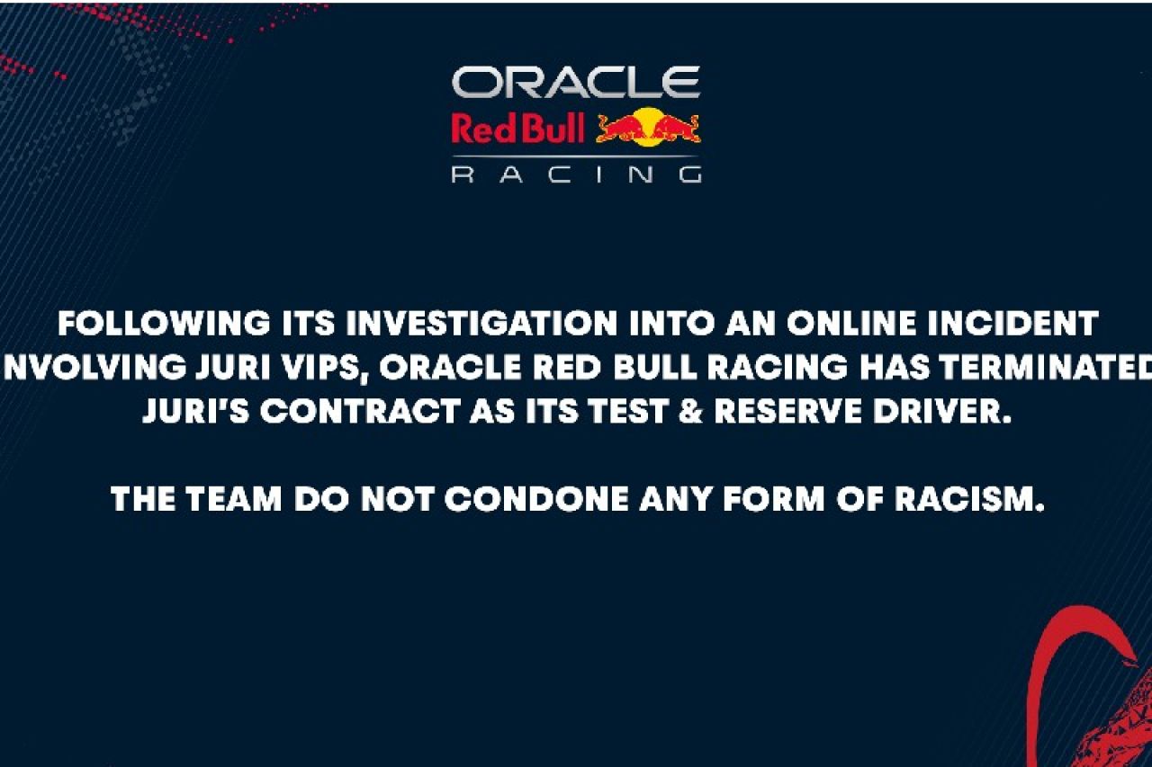 Red Bull rescinde contrato a piloto por expresiones racistas