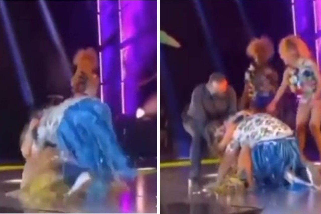 Video: Gloria Trevi sufre aparatosa caída en pleno concierto