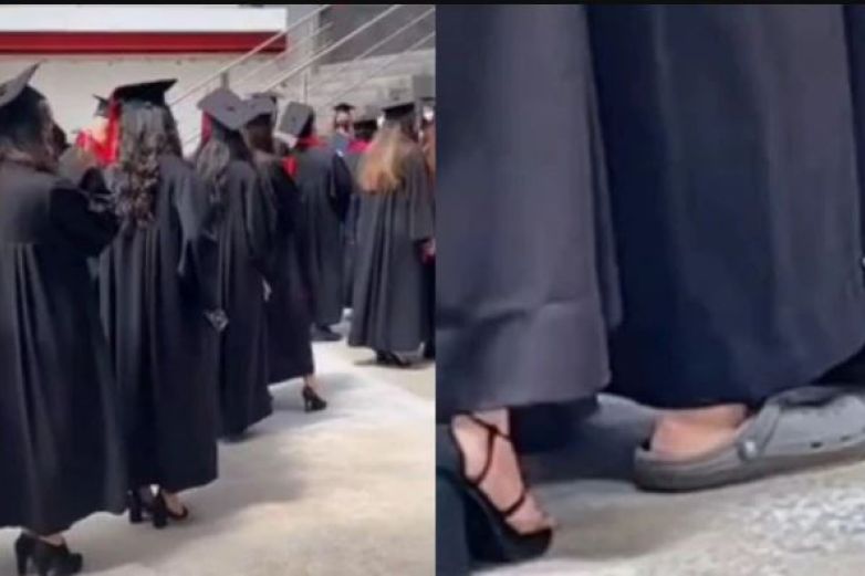 Video: Llega con crocs a su graduación y se viraliza 