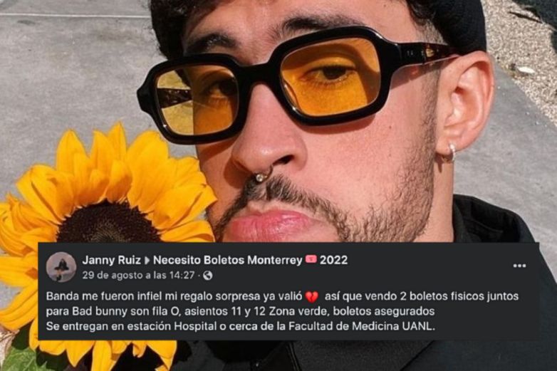 Vende boletos para Bad Bunny tras descubrir infidelidad