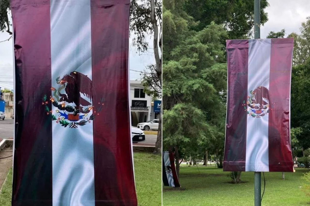 Colocan banderas de México con colores de Morena en Nayarit