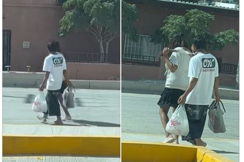 Mujer lleva a su esposo amarrado por las calles de Juárez