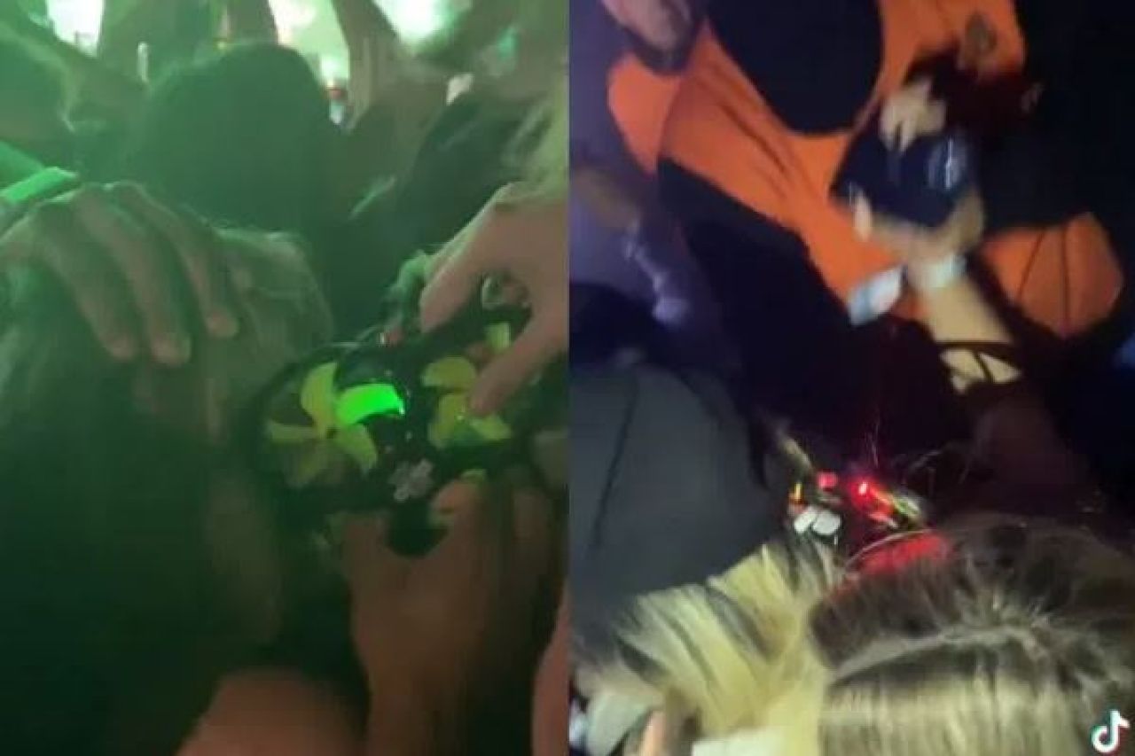 Dron cae en la cabeza de una mujer durante concierto de Bad Bunny