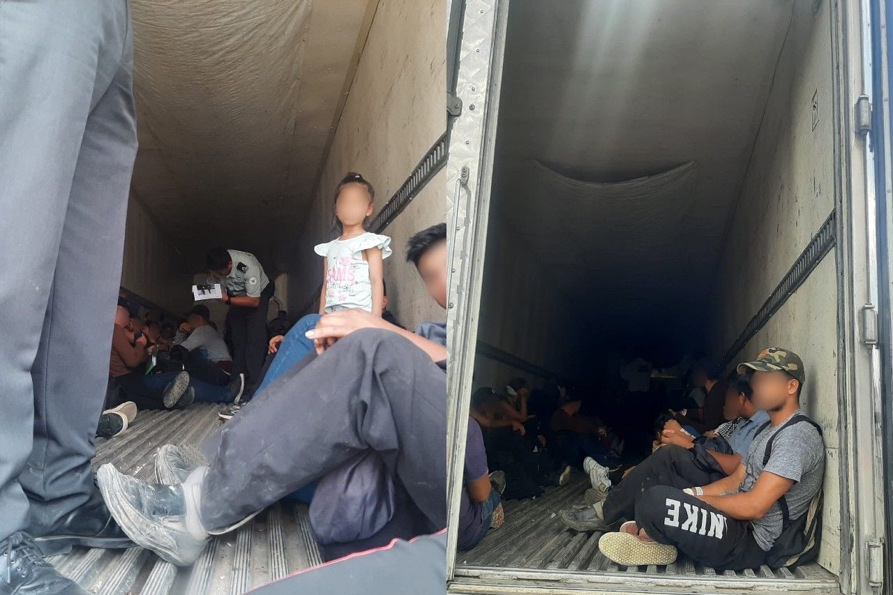Aseguran a 41 migrantes dentro de tráiler en Puebla