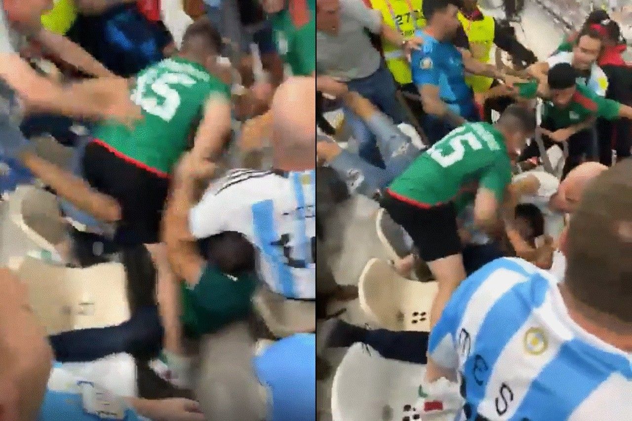 Video: Mexicanos y argentinos se agarran a golpes en estadio de Qatar