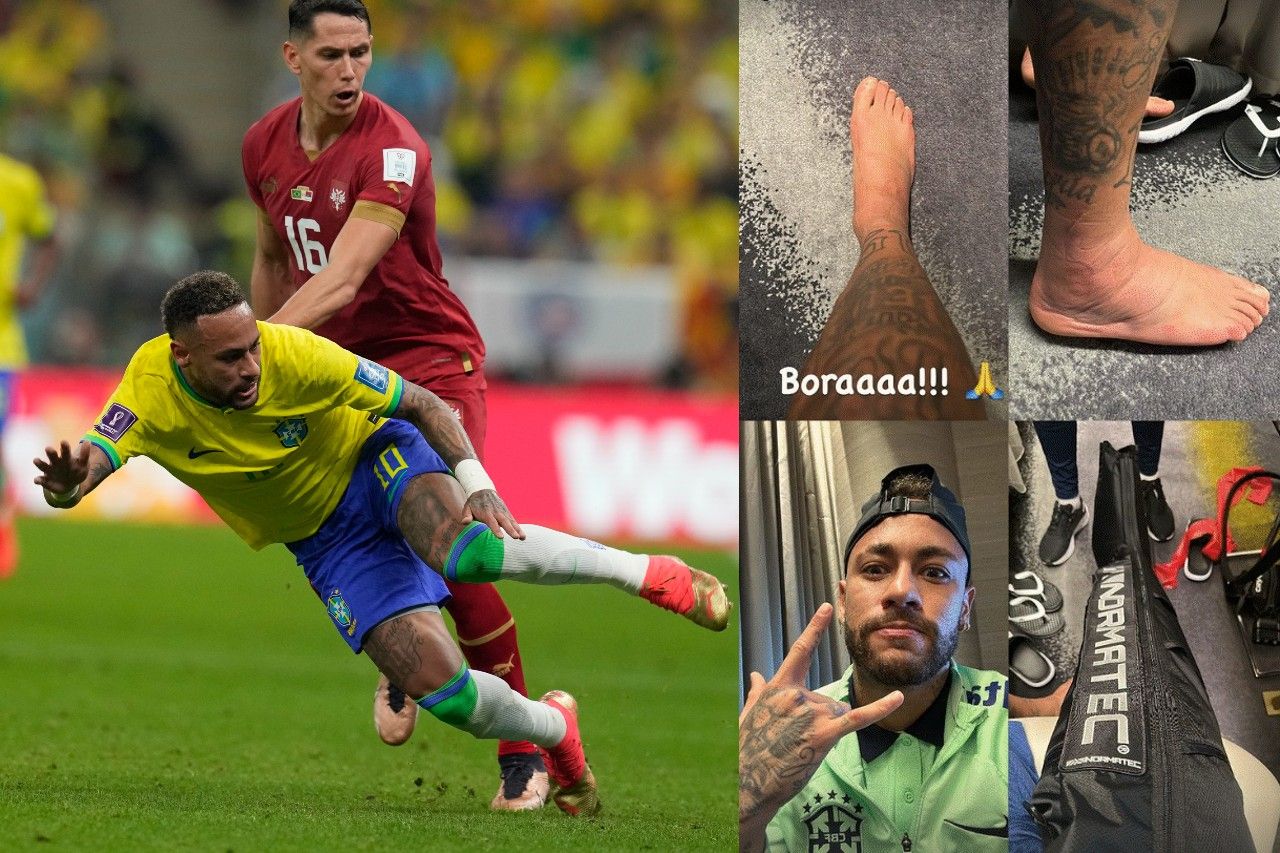 Muestra Neymar tobillo hinchado; planea regresar al Mundial