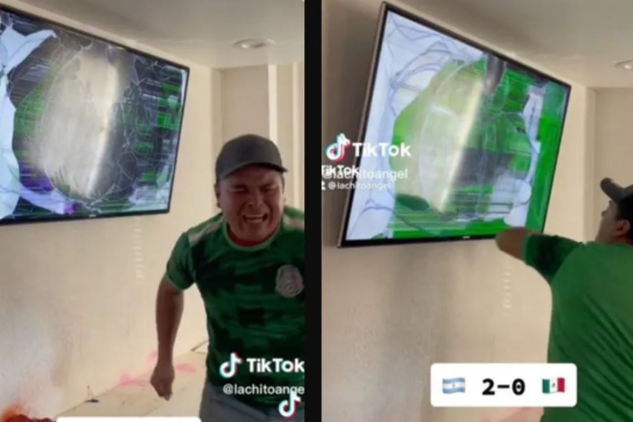 Video: Tunden a aficionado por destruir su TV tras derrota de México en Qatar