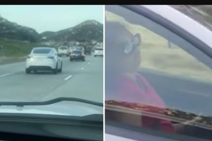 ¡Un 'coyotito'! Mujer se duerme mientras conducía Tesla a alta velocidad