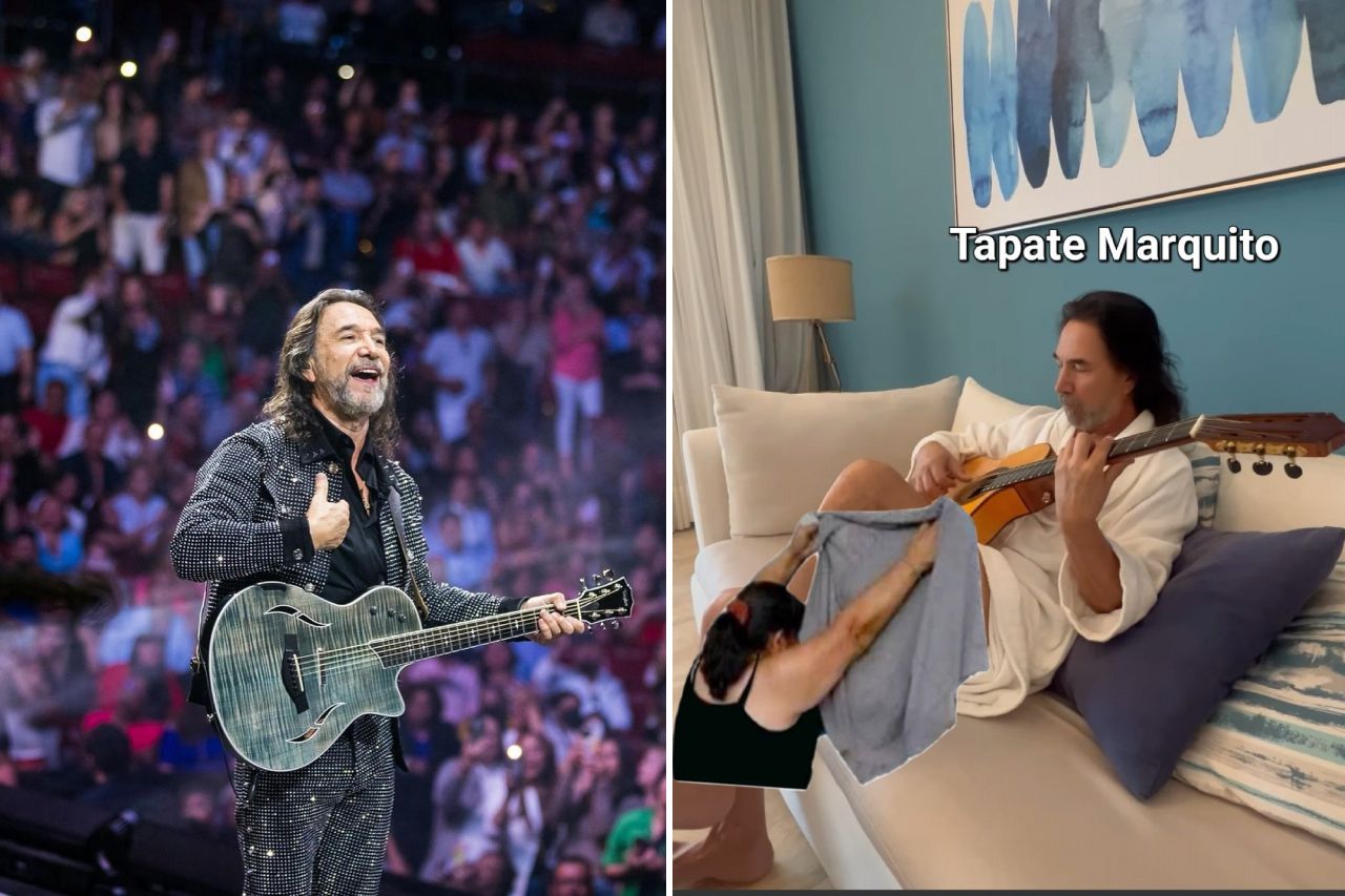 Marco Antonio Solís aparece en bata de baño y enseña de más