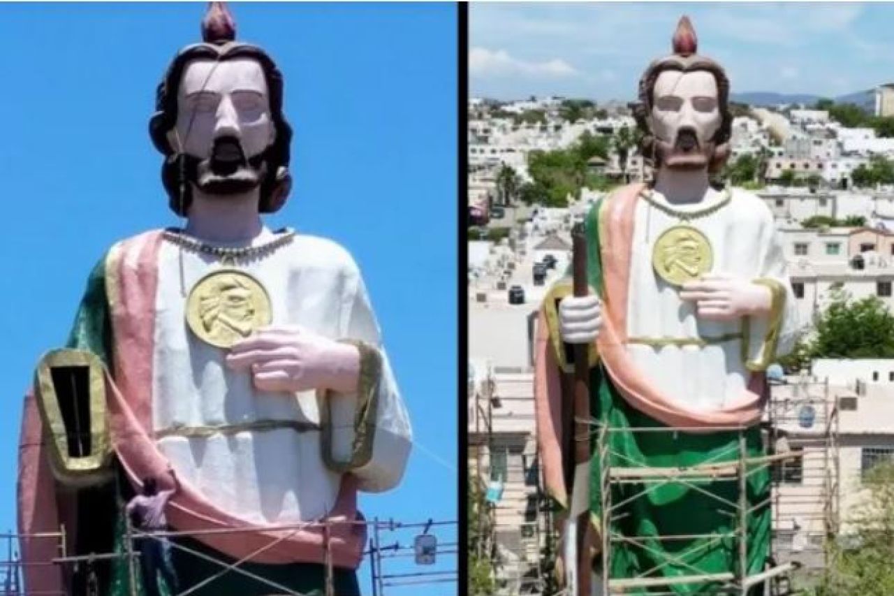 Escultura de San Judas Tadeo gigante en Culiacán se vuelve viral