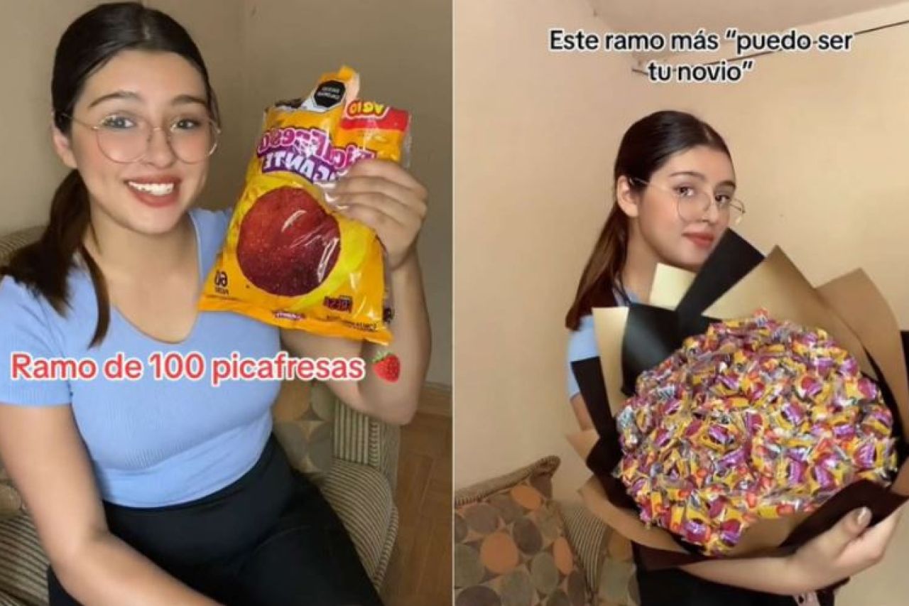 Video: Crea ramo buchón con 100 'picafresas' y se hace viral