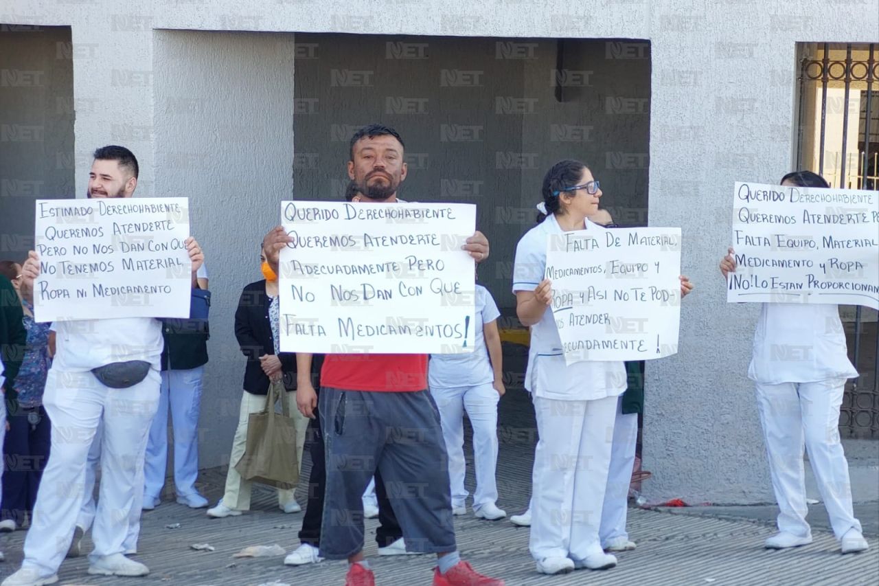 Personal de IMSS 66 protesta por falta de material y medicamentos