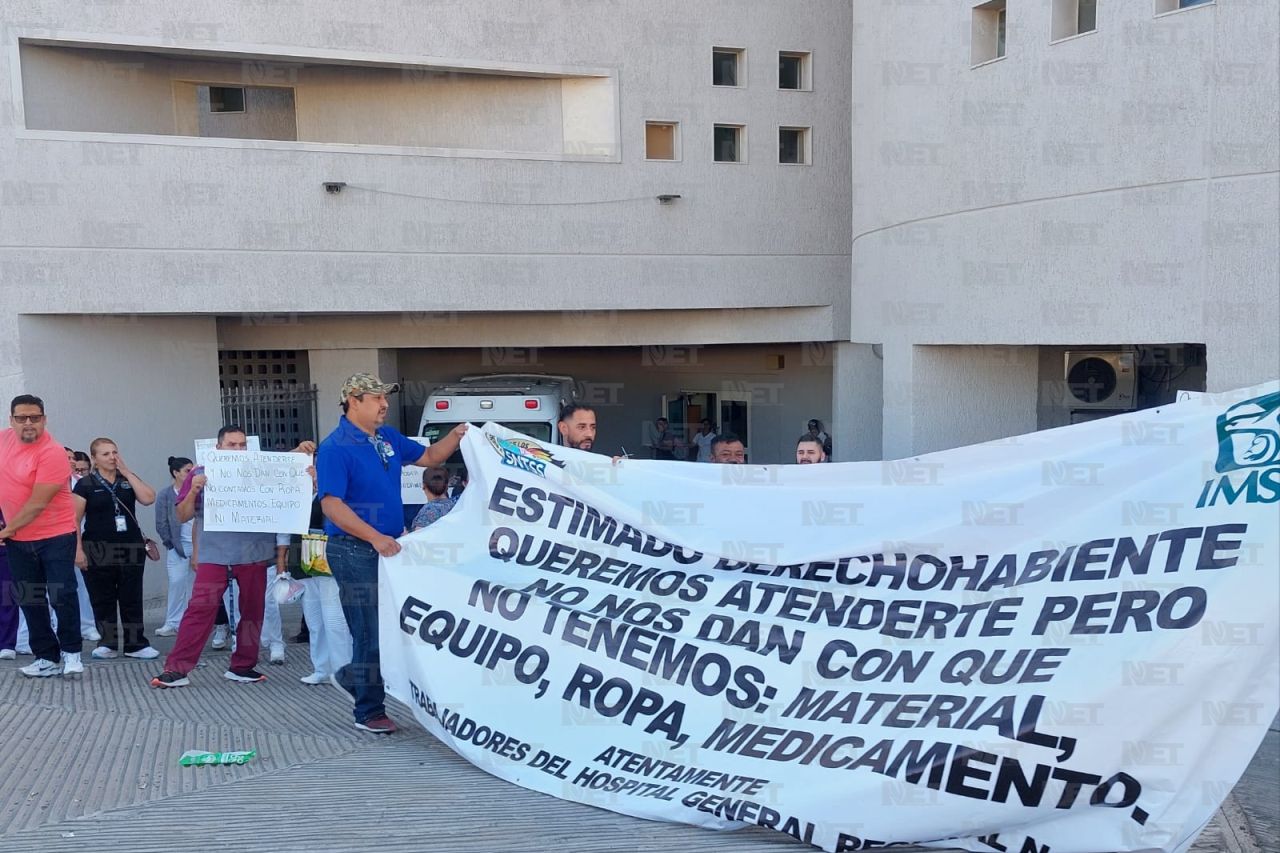 Personal de IMSS 66 protesta por falta de material y medicamentos