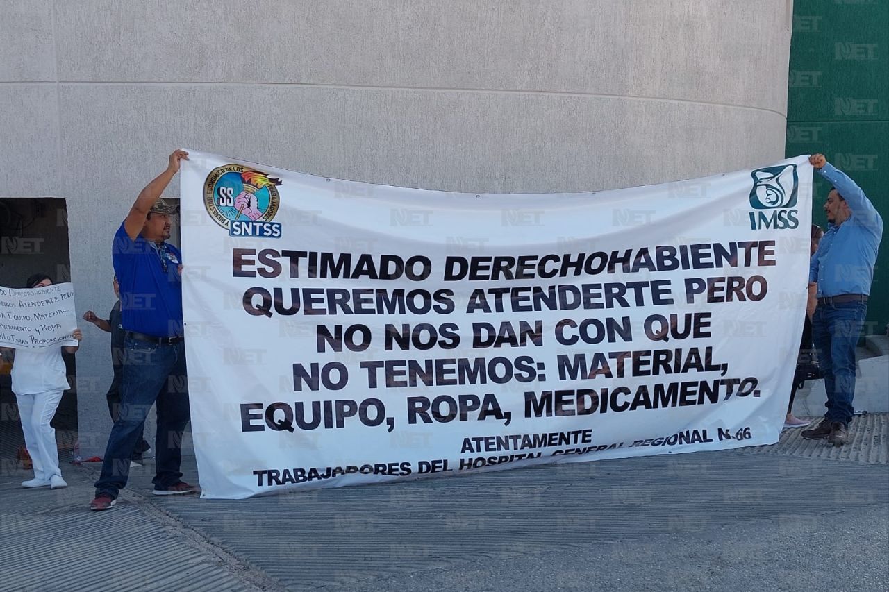 Personal de IMSS 66 protesta por falta de material y medicamentos