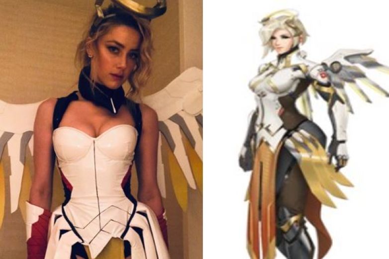 Amber Heard se disfrazó de Mercy de Overwatch para complacer a Elon Musk