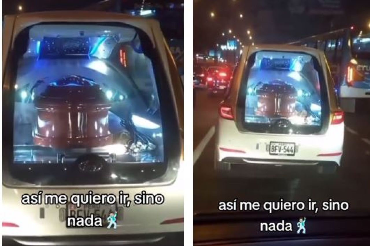 ¿Difunto fiestero? Captan carroza fúnebre con 'fiesta incluida'