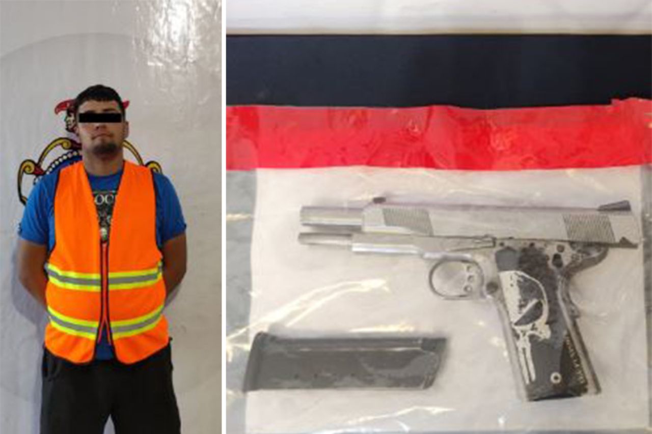 Lo detienen por manejar de manera imprudente; cargaba un arma de fuego