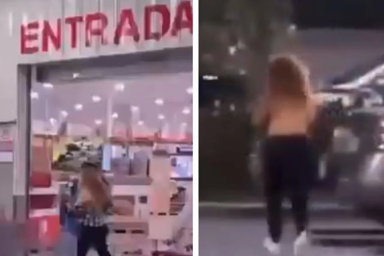 Mujer se quita la blusa y sale corriendo de Costco para evitar ser detenida