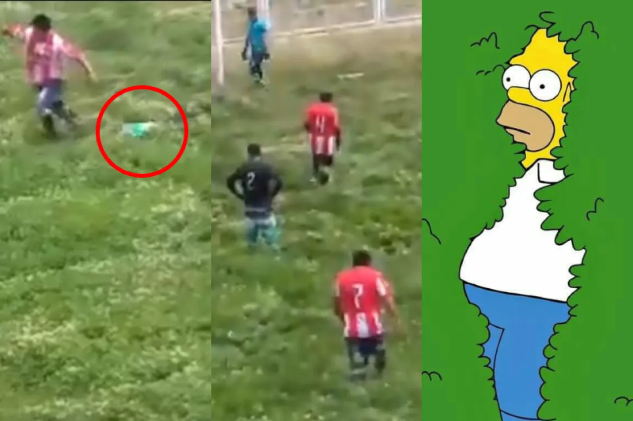 Video: Jugador ‘desaparece’ en campo de futbol ¡Urge una poda!