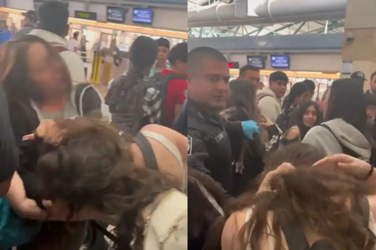 Video: Estudiantes se dan con todo en fila para cruzar a El Paso