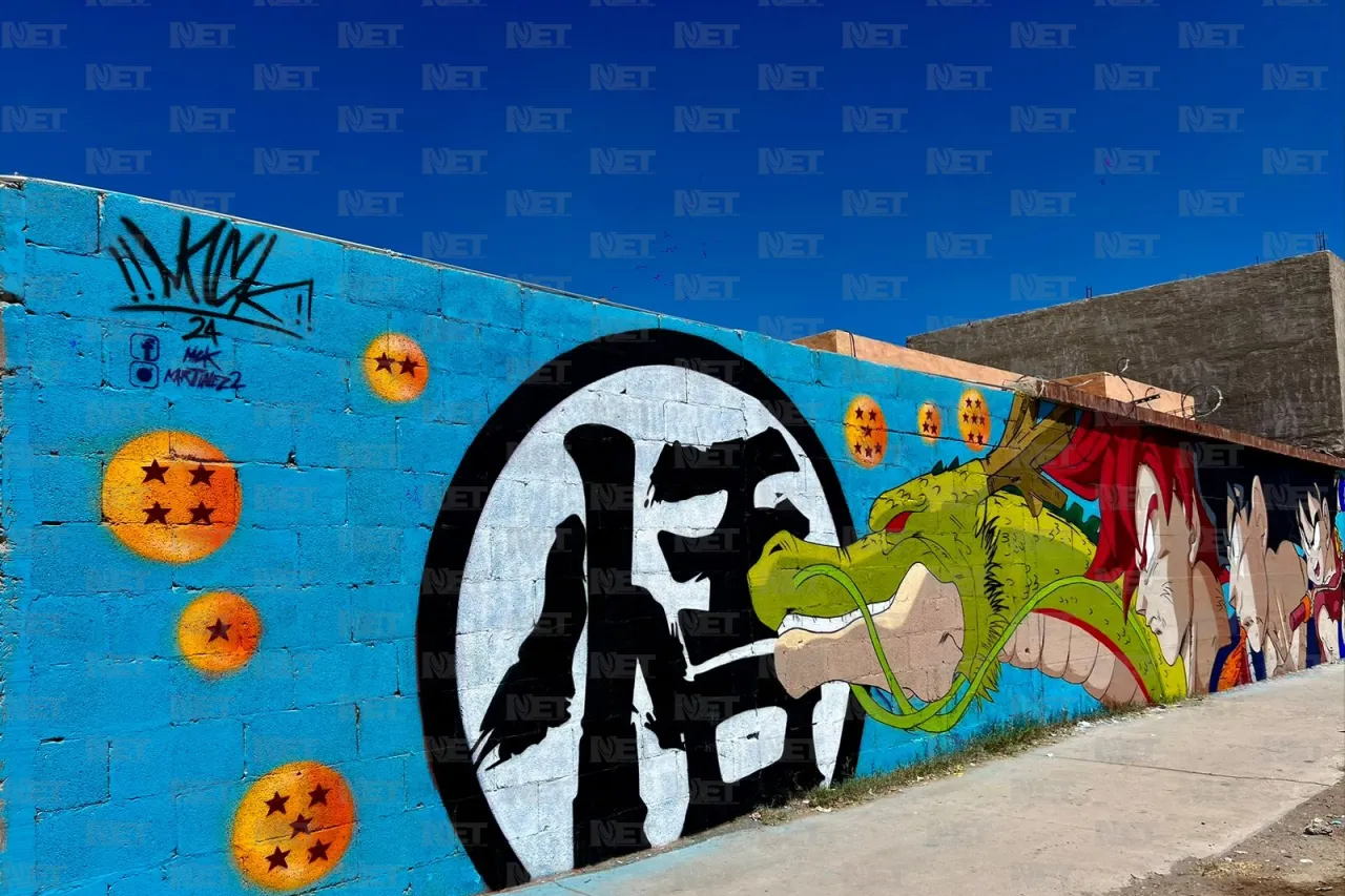 Pintan mural de Gokū en las calles de Juárez