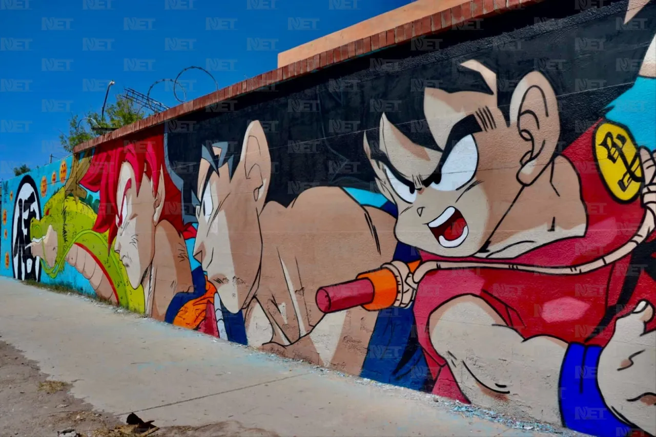 Pintan mural de Gokū en las calles de Juárez