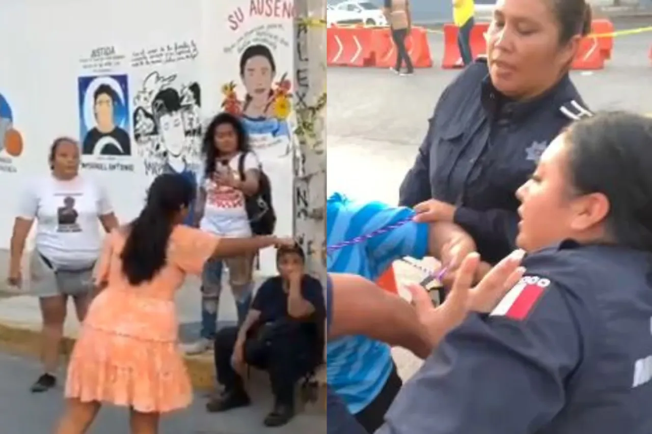 Video: Policía agrede a madres buscadoras y termina amarrada en poste