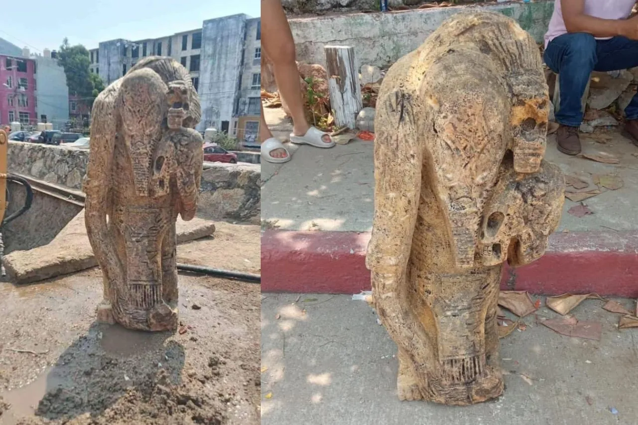 Hallan extraña y 'antigua figura' durante excavación en Acapulco