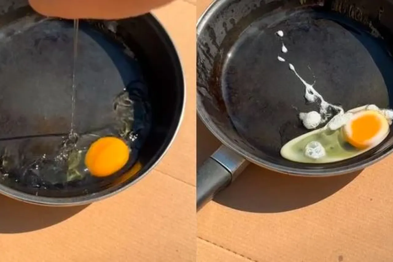 A 45 grados, cocina huevo estrellado en calles de Torreón