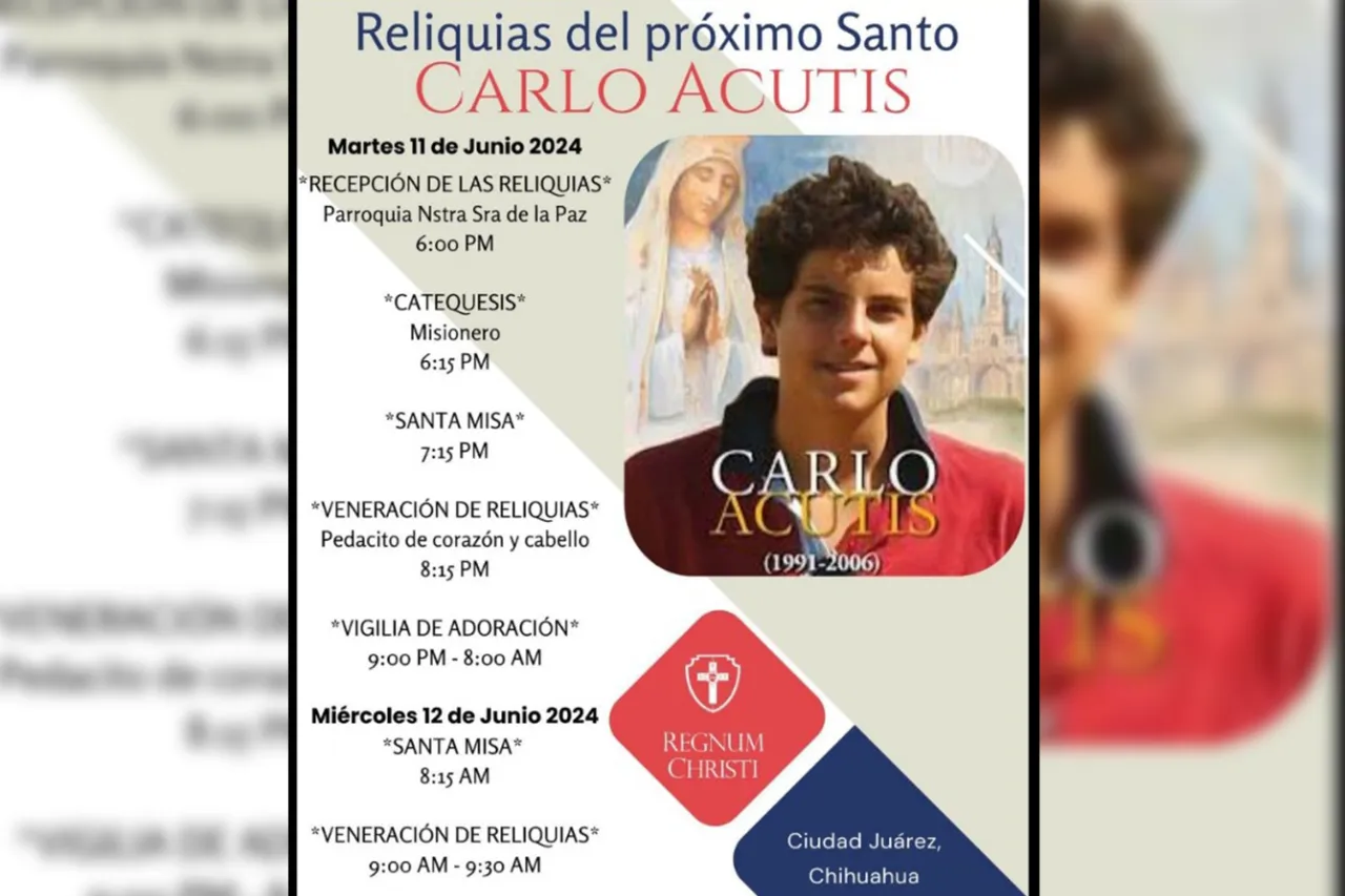 Estarán en Juárez reliquias del beato Carlo Acutis, anuncia Diócesis