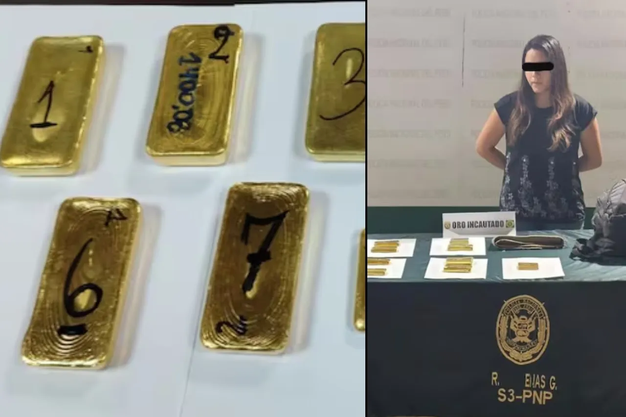 Detienen a mujer que llevaba 9 lingotes de oro en Perú